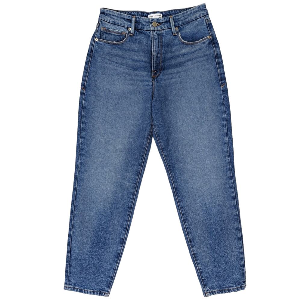 Good American High Rise Tapered Mom Jeans Medium Wash Denim Size 26
